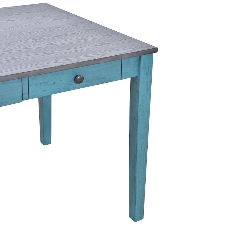 Set da pranzo 6 pezzi blu/grigio anticato per 5 – Tavolo, 4 sedie e panca