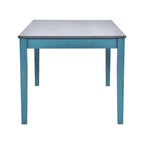 Set da pranzo 6 pezzi blu/grigio anticato per 5 – Tavolo, 4 sedie e panca