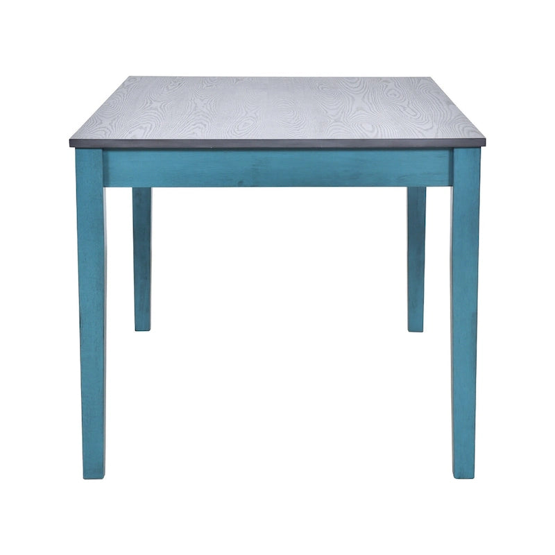 Set da pranzo 6 pezzi blu/grigio anticato per 5 – Tavolo, 4 sedie e panca