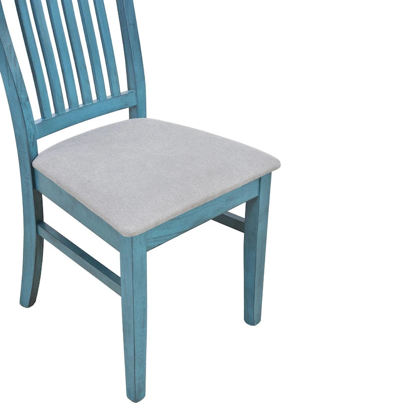 Set da pranzo 6 pezzi blu/grigio anticato per 5 – Tavolo, 4 sedie e panca