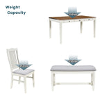 Set da pranzo 6 pezzi blu/grigio anticato per 5 – Tavolo, 4 sedie e panca