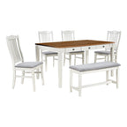 Set da pranzo 6 pezzi blu/grigio anticato per 5 – Tavolo, 4 sedie e panca