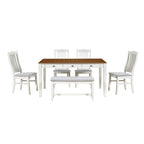 Set da pranzo 6 pezzi blu/grigio anticato per 5 – Tavolo, 4 sedie e panca