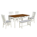 Set da pranzo 6 pezzi blu/grigio anticato per 5 – Tavolo, 4 sedie e panca