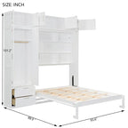 Grigio, Letto a scomparsa a muro con armadio e contenitore, Queen, 1–2 posti letto