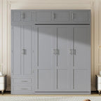 Grigio, Letto a scomparsa a muro con armadio e contenitore, Queen, 1–2 posti letto