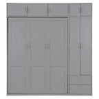 Grigio, Letto a scomparsa a muro con armadio e contenitore, Queen, 1–2 posti letto