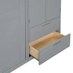 Grigio, Letto a scomparsa a muro con armadio e contenitore, Queen, 1–2 posti letto