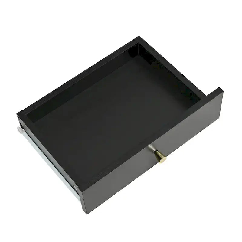 Scrivania sospesa da parete bianca e nera con specchio a LED, 1 persona