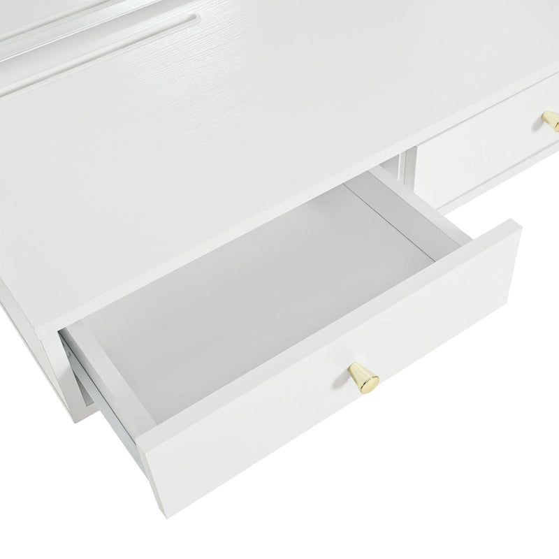 Scrivania sospesa da parete bianca e nera con specchio a LED, 1 persona