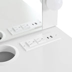 Scrivania sospesa da parete bianca e nera con specchio a LED, 1 persona