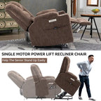 Poltrona reclinabile elettrica Brown Power Lift, monoposto, in ciniglia