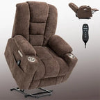 Poltrona reclinabile elettrica Brown Power Lift, monoposto, in ciniglia