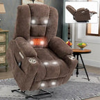 Poltrona reclinabile elettrica Brown Power Lift, monoposto, in ciniglia