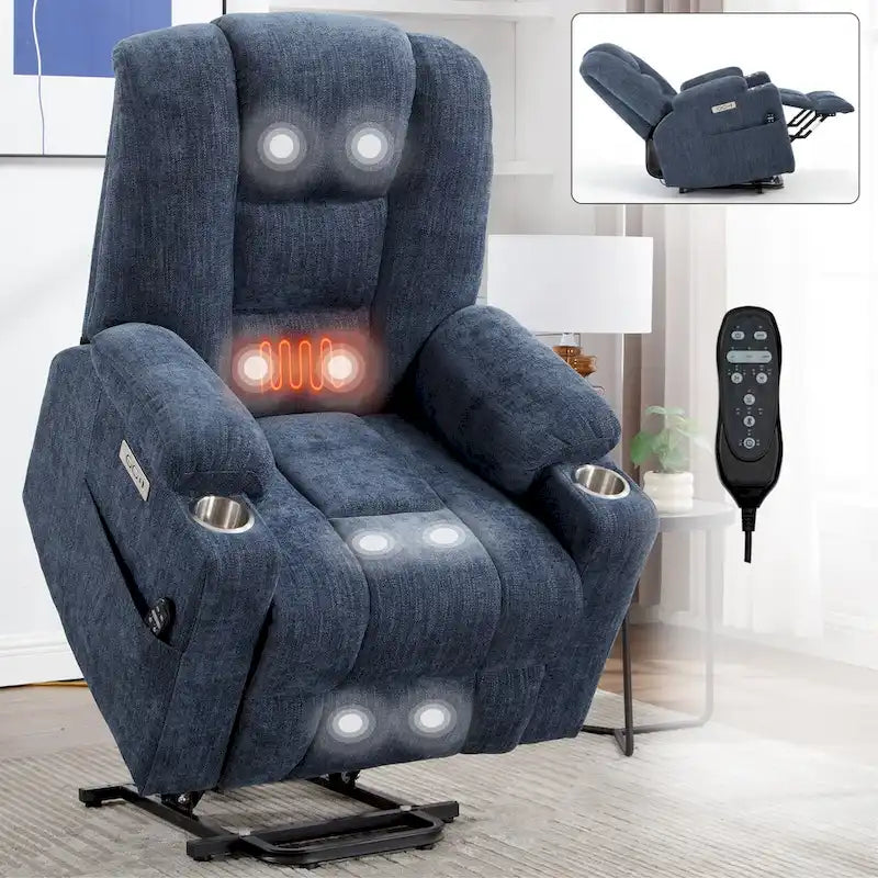 Poltrona reclinabile elettrica Brown Power Lift, monoposto, in ciniglia