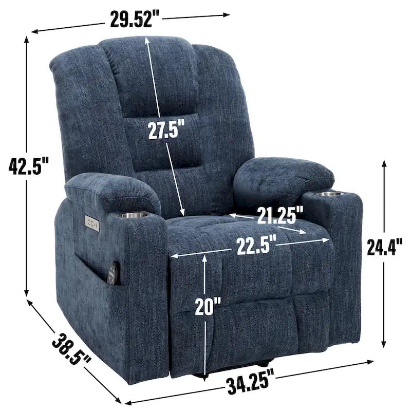 Poltrona reclinabile elettrica Brown Power Lift, monoposto, in ciniglia
