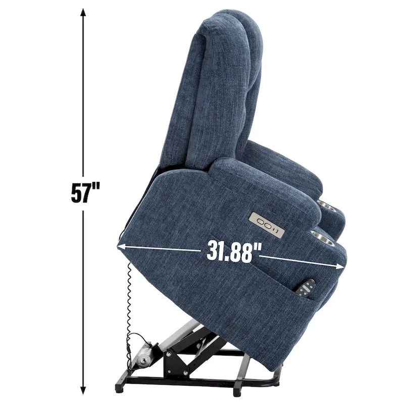 Poltrona reclinabile elettrica Brown Power Lift, monoposto, in ciniglia
