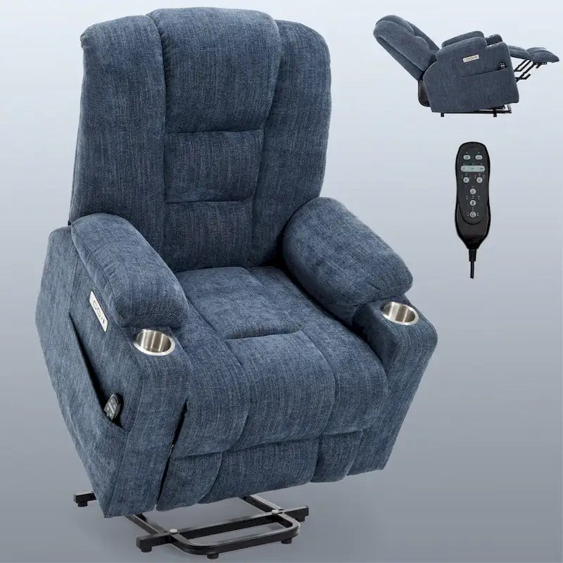 Poltrona reclinabile elettrica Brown Power Lift, monoposto, in ciniglia