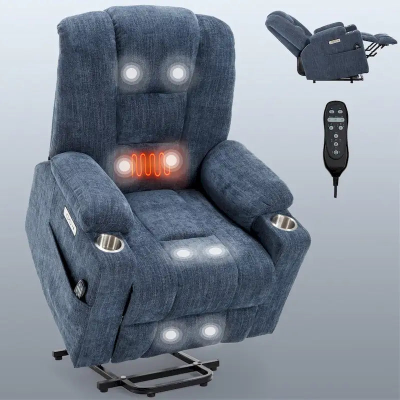Poltrona reclinabile elettrica Brown Power Lift, monoposto, in ciniglia