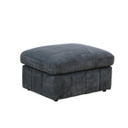 Divano angolare componibile in velluto a coste beige/verde/grigio scuro con pouf, 7 posti