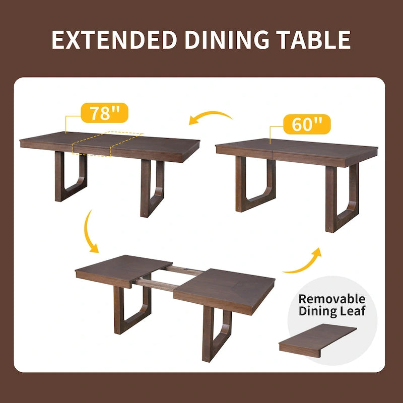 Set da pranzo allungabile in rovere naturale a 5 pezzi, stile rustico, per 4–6 persone