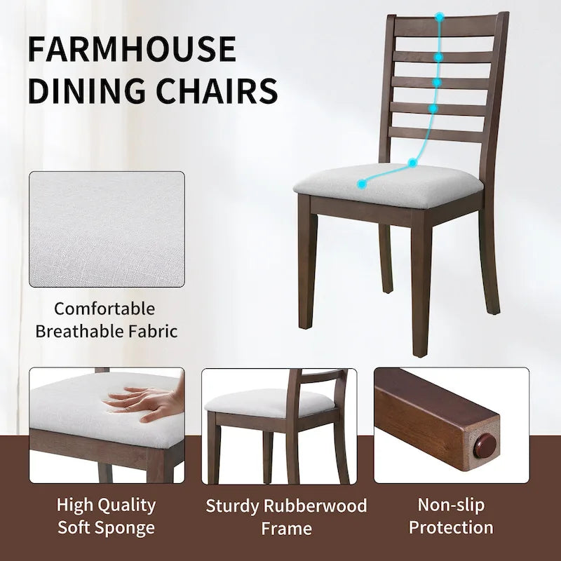 Set da pranzo allungabile in rovere naturale a 5 pezzi, stile rustico, per 4–6 persone