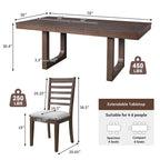 Set da pranzo allungabile in rovere naturale a 5 pezzi, stile rustico, per 4–6 persone
