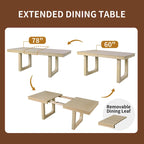 Set da pranzo allungabile in rovere naturale a 5 pezzi, stile rustico, per 4–6 persone