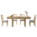 Set da pranzo allungabile in rovere naturale a 5 pezzi, stile rustico, per 4–6 persone