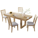 Set da pranzo allungabile in rovere naturale a 5 pezzi, stile rustico, per 4–6 persone