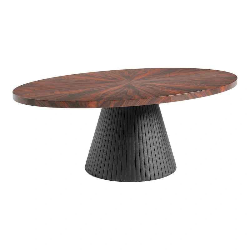 Tavolino Ovale Nero e Marrone, Stile Moderno