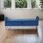 Panca contenitore in velluto navy/nero/verde/beige con braccioli – Seduta singola