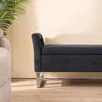 Panca contenitore in velluto navy/nero/verde/beige con braccioli – Seduta singola