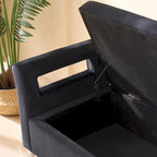 Panca contenitore in velluto navy/nero/verde/beige con braccioli – Seduta singola