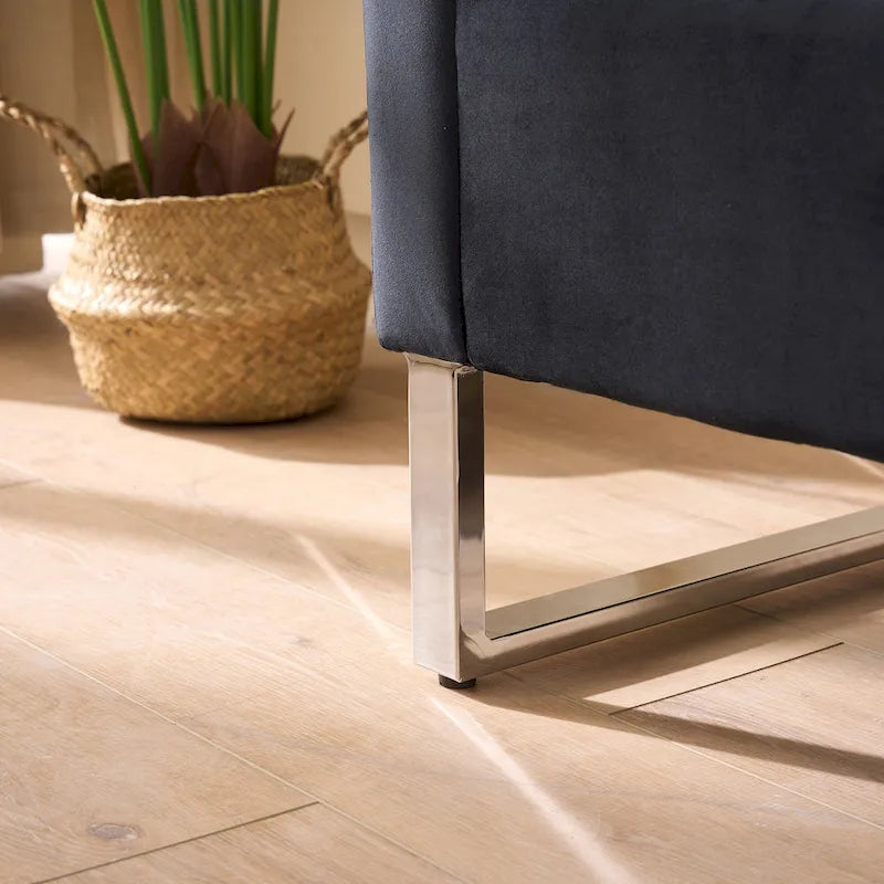 Panca contenitore in velluto navy/nero/verde/beige con braccioli – Seduta singola