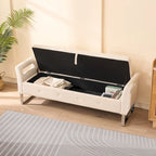 Panca contenitore in velluto navy/nero/verde/beige con braccioli – Seduta singola