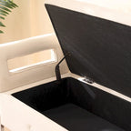 Panca contenitore in velluto navy/nero/verde/beige con braccioli – Seduta singola