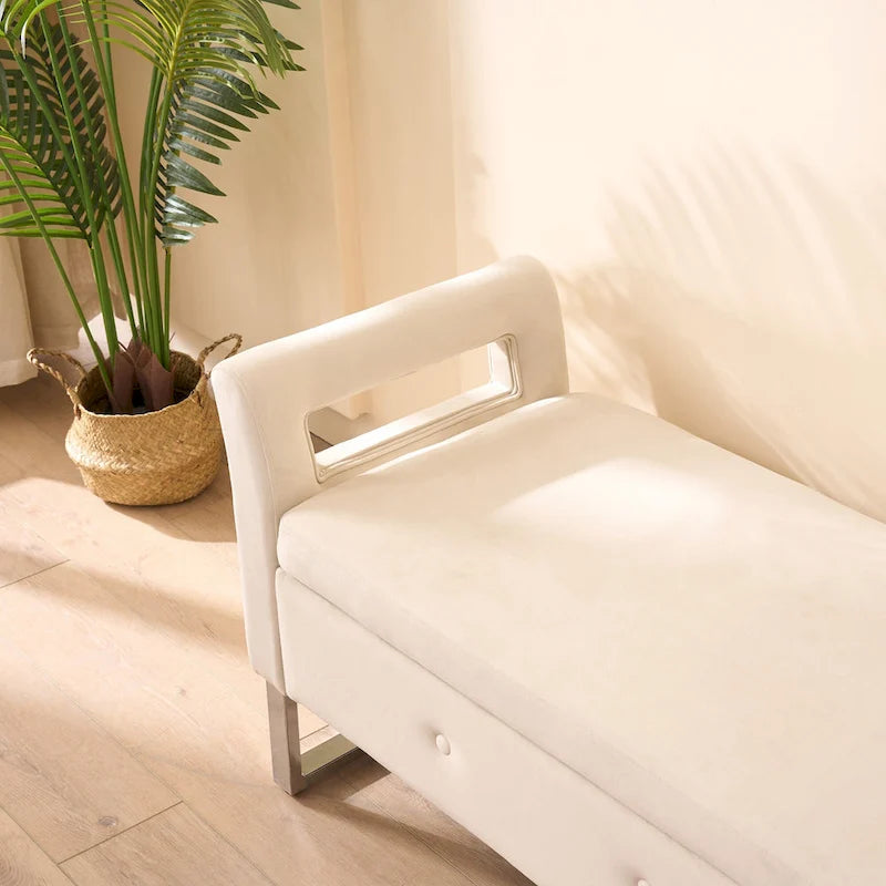 Panca contenitore in velluto navy/nero/verde/beige con braccioli – Seduta singola