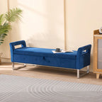 Panca contenitore in velluto navy/nero/verde/beige con braccioli – Seduta singola