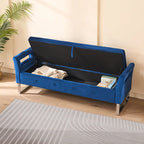 Panca contenitore in velluto navy/nero/verde/beige con braccioli – Seduta singola