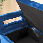 Panca contenitore in velluto navy/nero/verde/beige con braccioli – Seduta singola