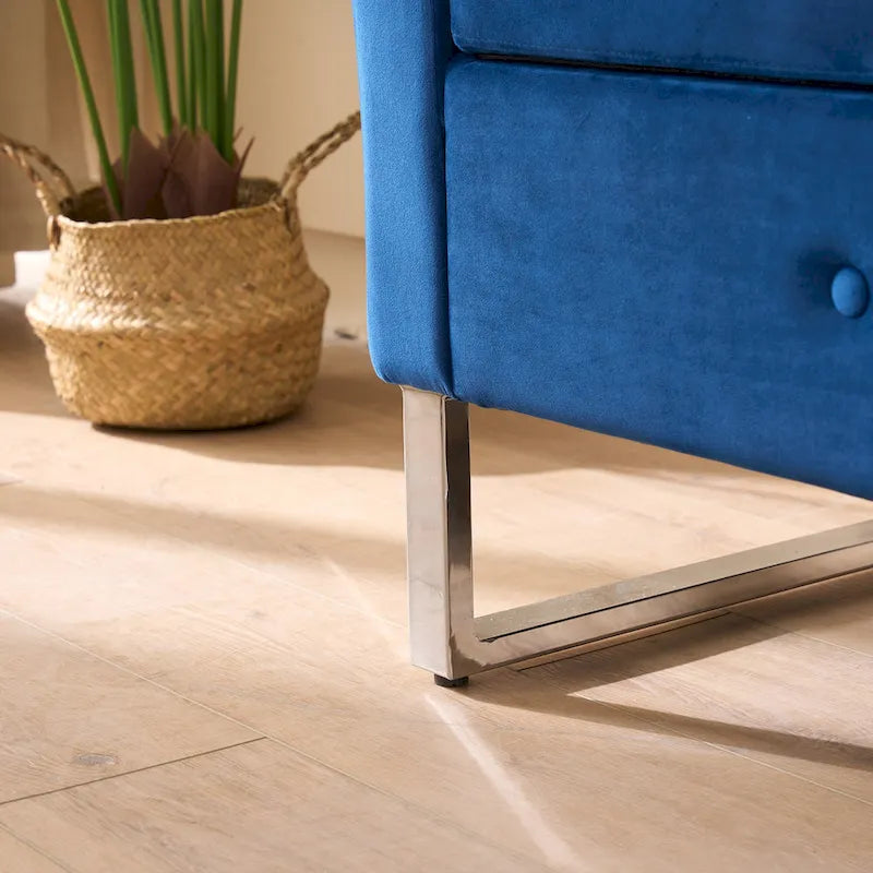 Panca contenitore in velluto navy/nero/verde/beige con braccioli – Seduta singola