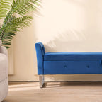 Panca contenitore in velluto navy/nero/verde/beige con braccioli – Seduta singola