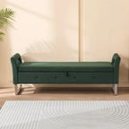 Panca contenitore in velluto navy/nero/verde/beige con braccioli – Seduta singola