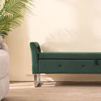 Panca contenitore in velluto navy/nero/verde/beige con braccioli – Seduta singola