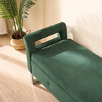 Panca contenitore in velluto navy/nero/verde/beige con braccioli – Seduta singola
