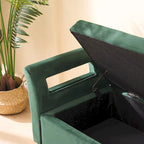 Panca contenitore in velluto navy/nero/verde/beige con braccioli – Seduta singola