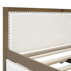 Divano Letto in Lino Beige con Letto Estraibile Singolo, Struttura in Legno, per 1-2 Persone