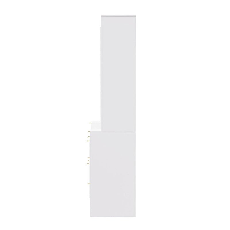 Mobile Parete Intrattenimento 4 Pezzi Bianco Scanalato, 8 Cassetti e 2 Armadietti, 13 Ripiani, Adatto per TV fino a 70", Montaggio per 2-3 Persone