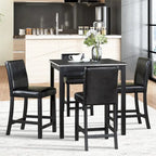 Set da pranzo altezza bancone, nero/beige, quadrato, 5 pezzi (4 posti)